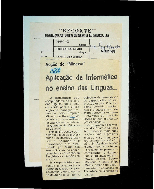  Acção do Minerva: aplicação da informática no ensino das línguas... 