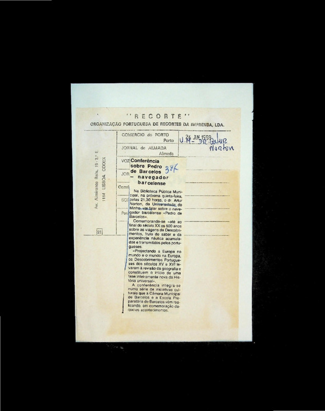  Conferência sobre Pedro de Barcelos - navegador barcelense 