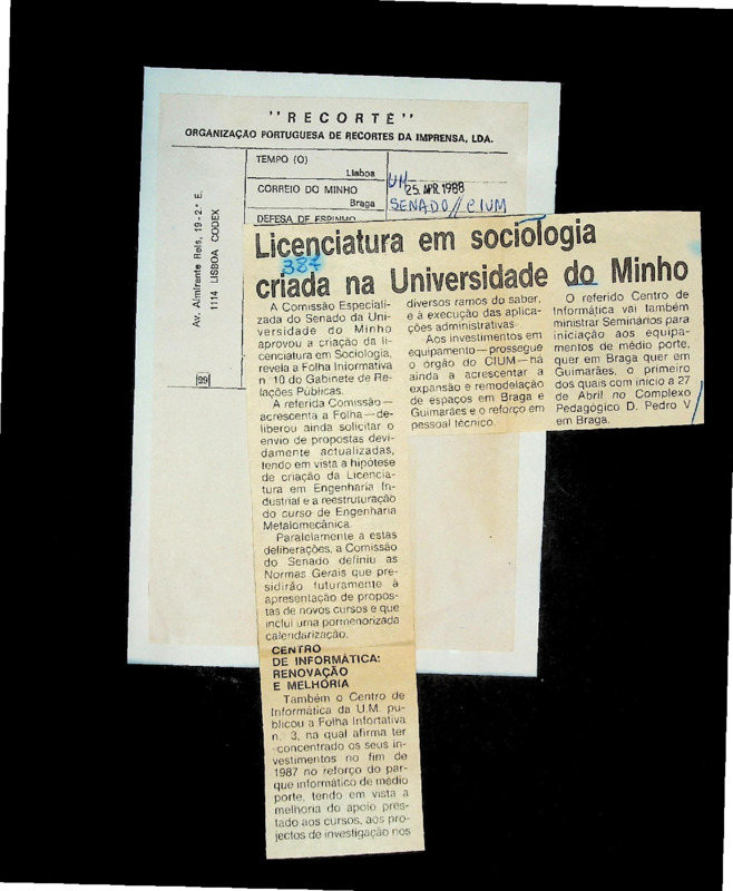  Licenciatura em Sociologia criada na Universidade do Minho 