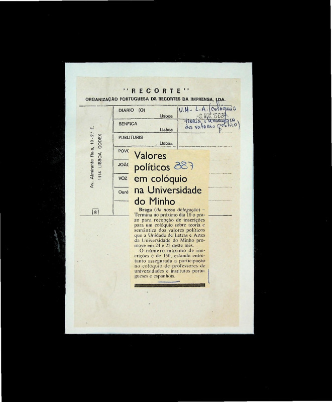 Valores políticos em colóquio 