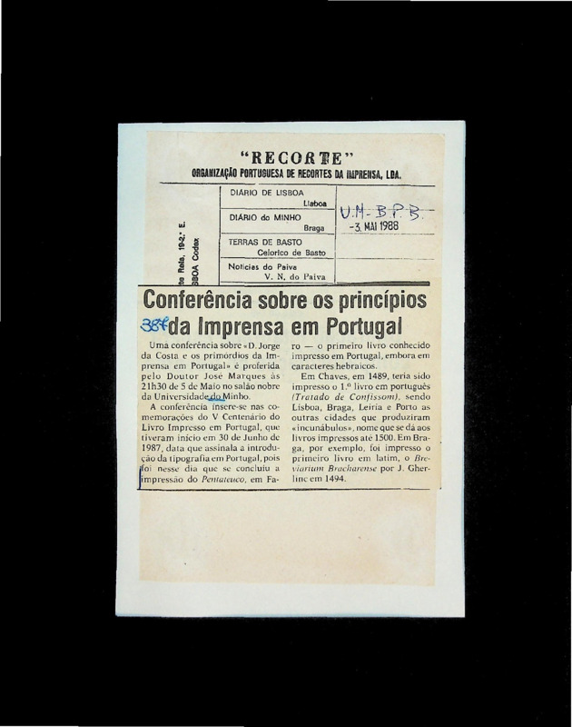  Conferência sobre os princípios da imprensa em Portugal 
