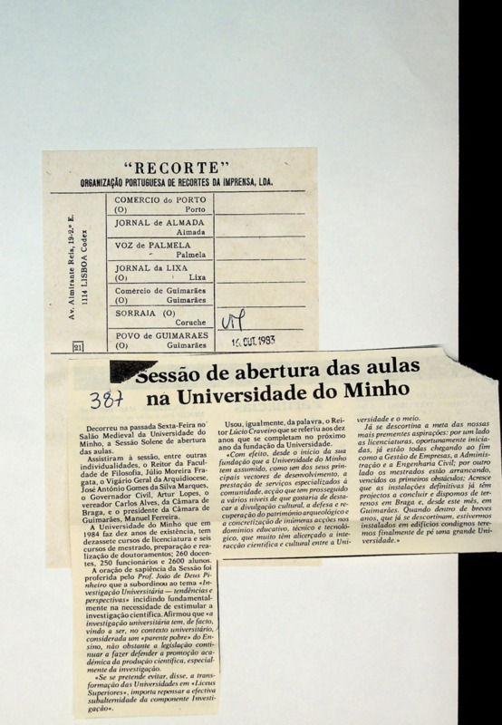  Sessão de abertura das aulas na Universidade do Minho 