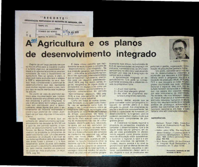  Agricultura e os planos de desenvolvimento integrado 