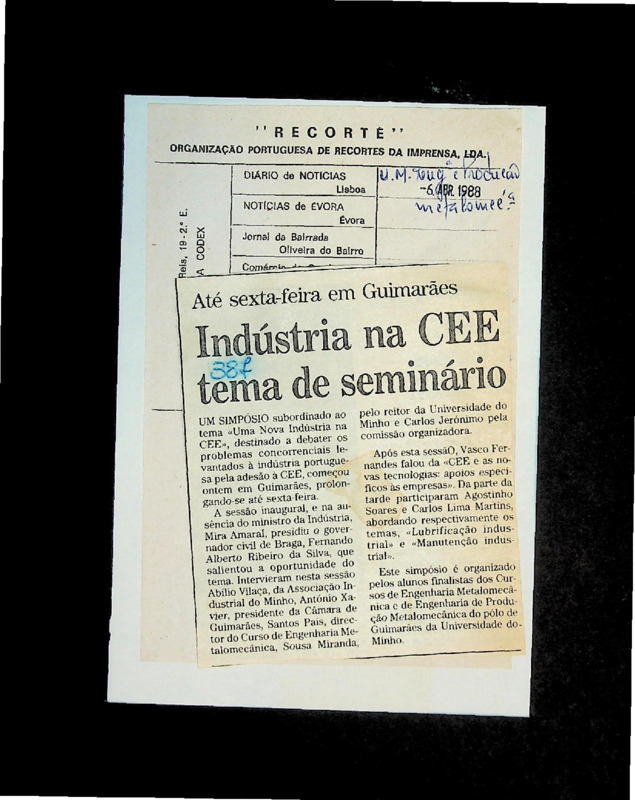  Até sexta-feira em Guimarães: Indústria na CEE tema de seminário 