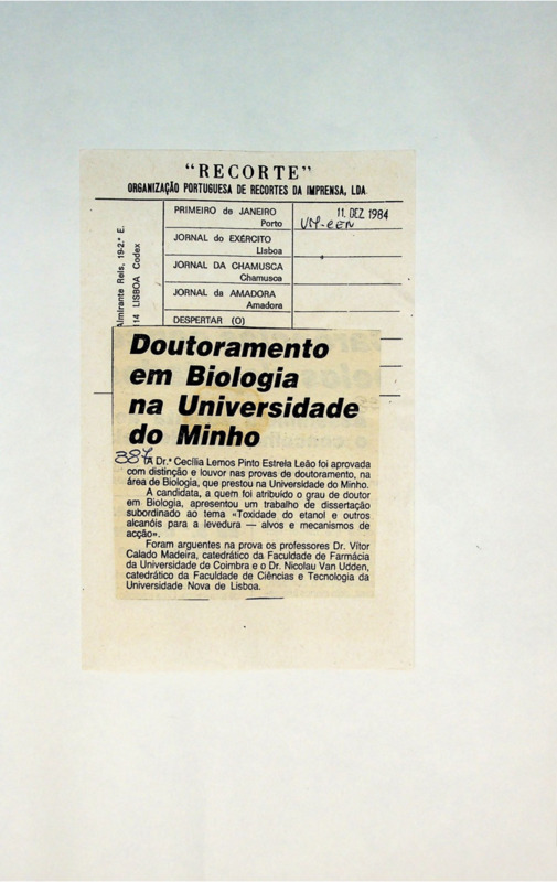  Doutoramento em Biologia na Universidade do minho 