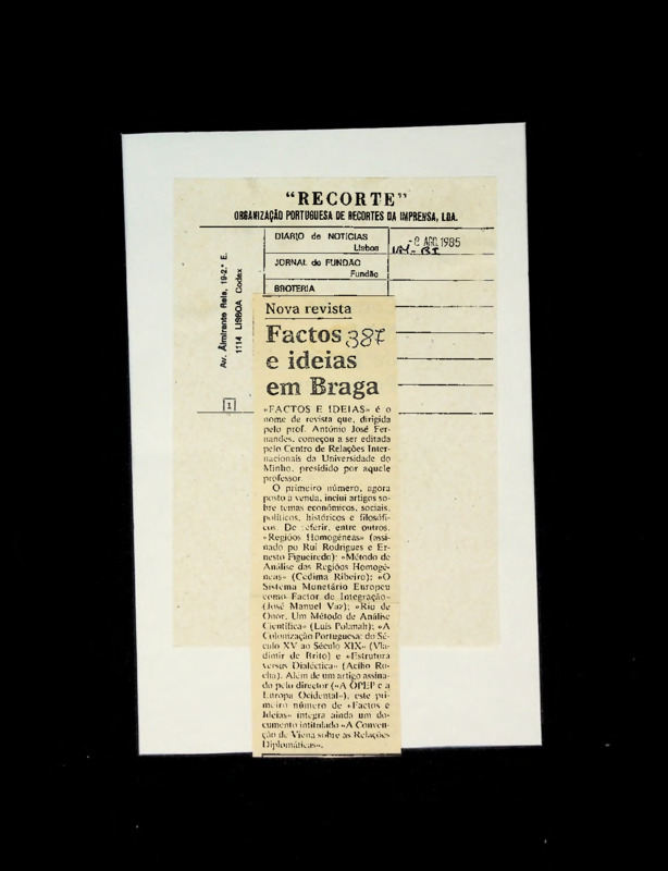  Nova revista: Factos e Ideias em Braga 