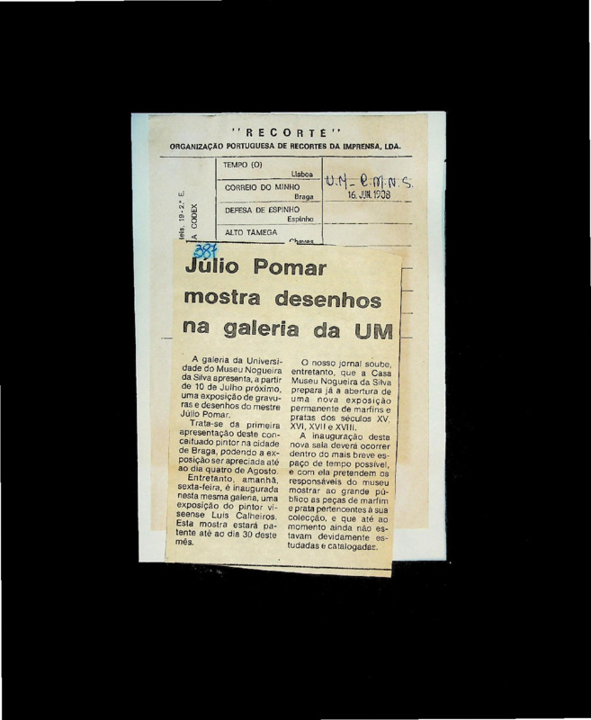  Júlio Pomar mostra desenhos na galeria da UM 