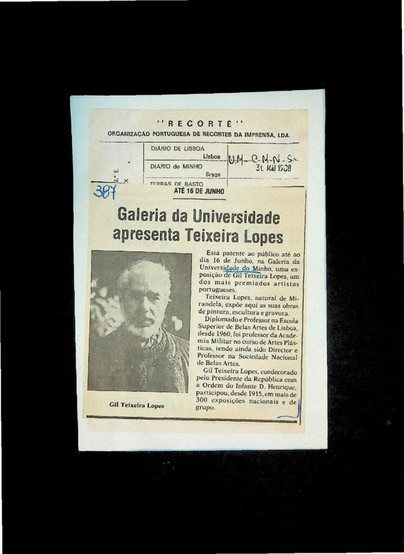  Galeria da Universidade apresenta Teixeira Lopes 