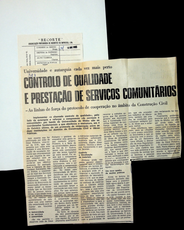  Universidade e autarquia cada vez mais perto - Controlo de Qualidade e Prestação de Serviços Comunitários 
