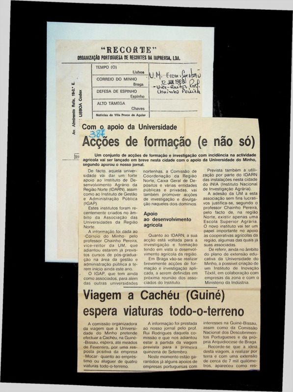  Com o apoio da Universidade: acções de formação (e não só) 