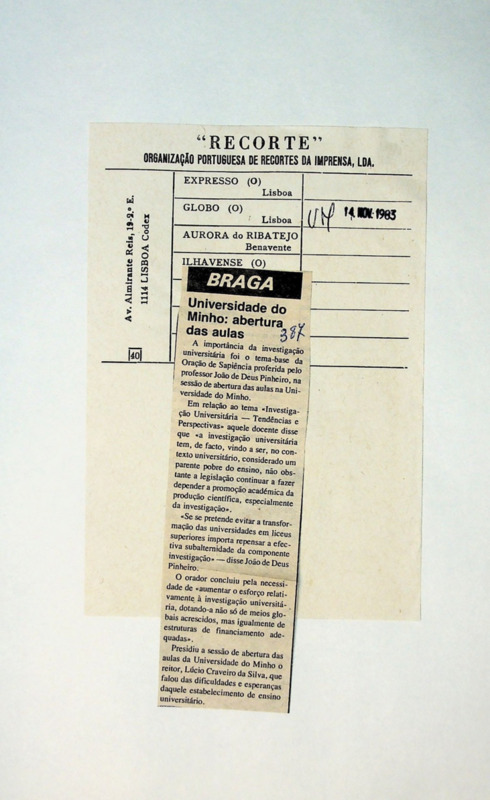  Universidade do Minho: abertura das aulas 