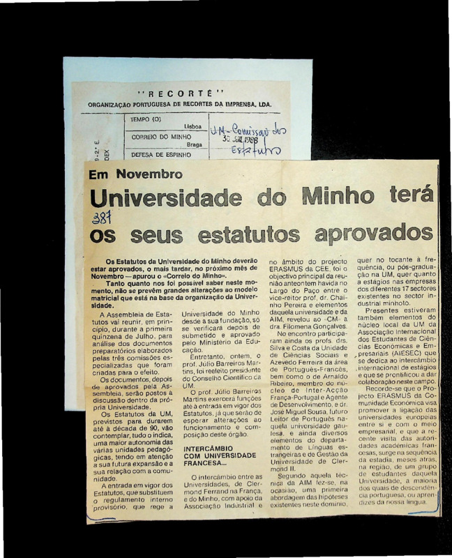  Em Novembro Universidade do Minho terá os seus estatutos aprovados 