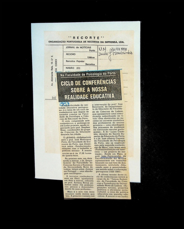  Na Faculdade de Psicologia do Porto: ciclo de conferências sobre a nossa realidade educativa 