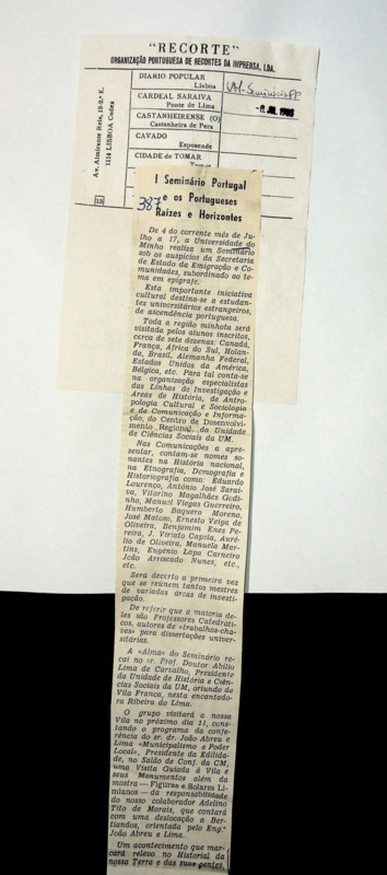  I Seminário Portugal e os Portugueses Raízes e Horizontes 