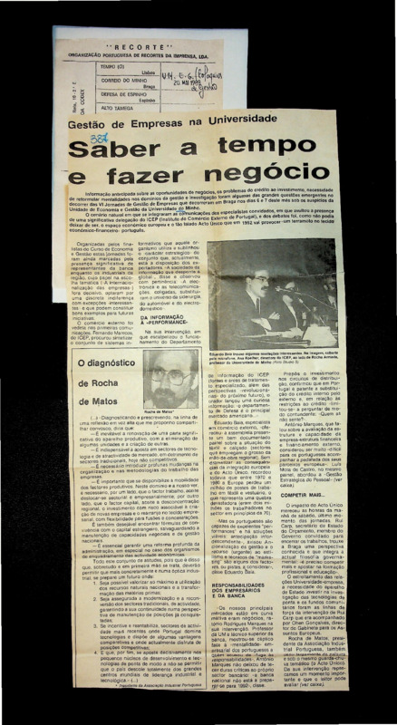  Gestão de Empresas na Universidade: saber a tempo e fazer negócio 
