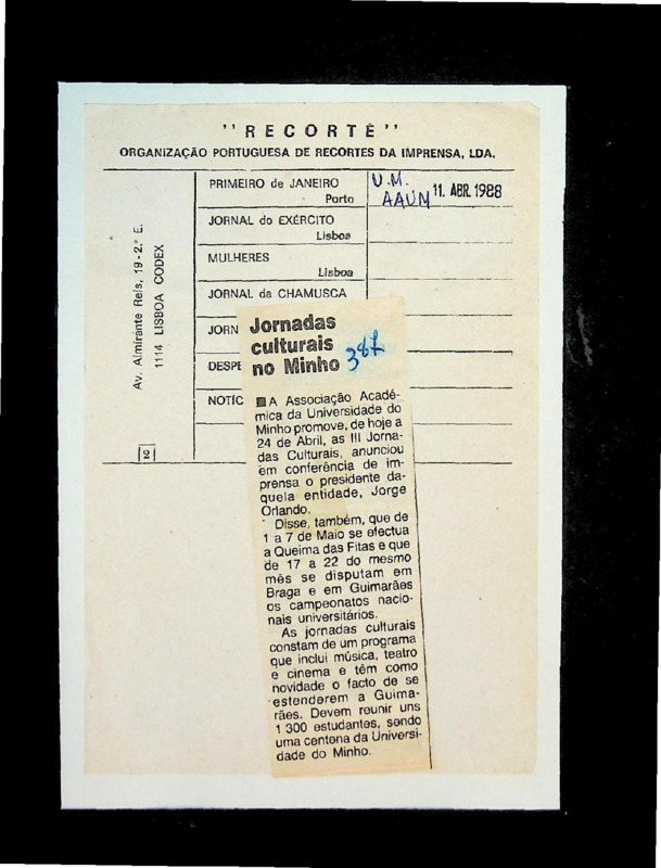  Jornadas Culturais no Minho 