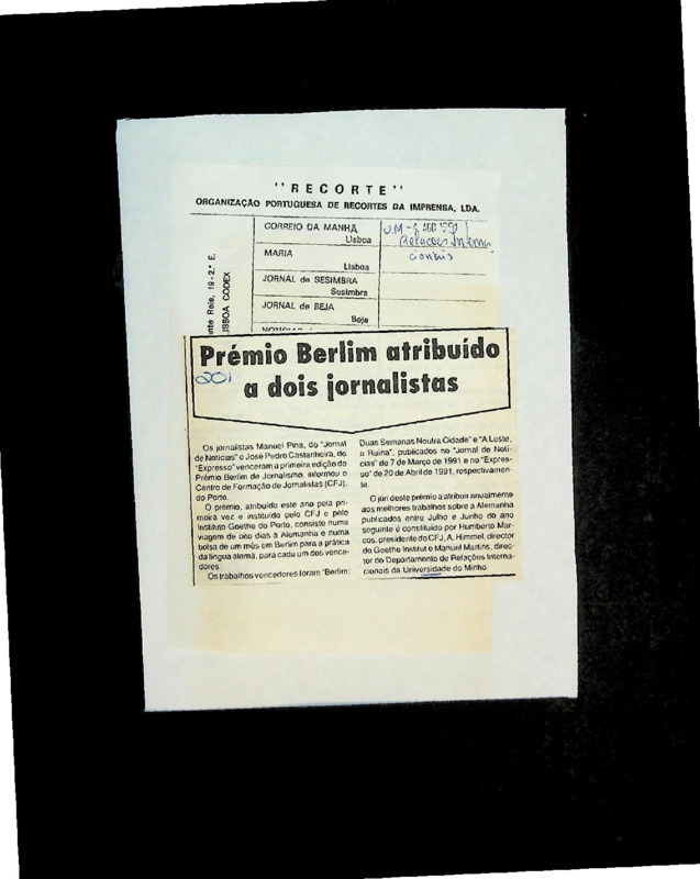 Prémio Berlim atribuído a dois jornalistas 