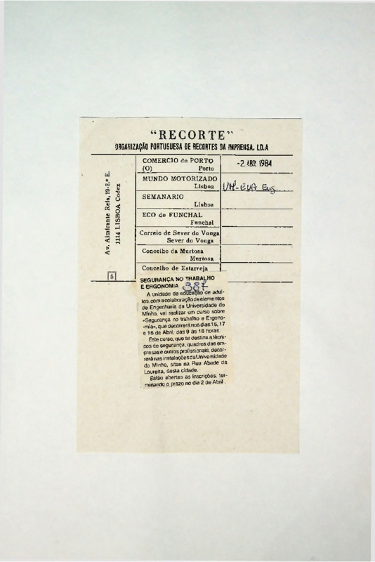  Segurança no trabalho e ergonomia 