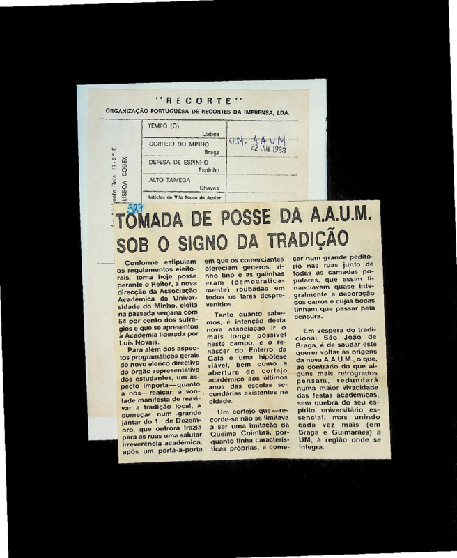  Tomada de posse da A. A. U. M. sob o signo da tradição 
