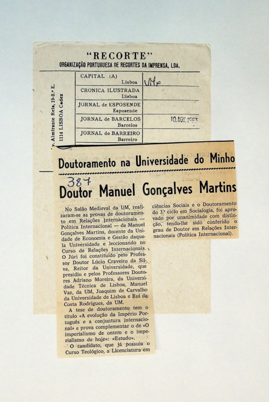  Doutoramento na Universidade do Minho - Doutor Manuel Gonçalves Martins 