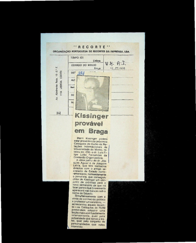  Kissinger provável em Braga 