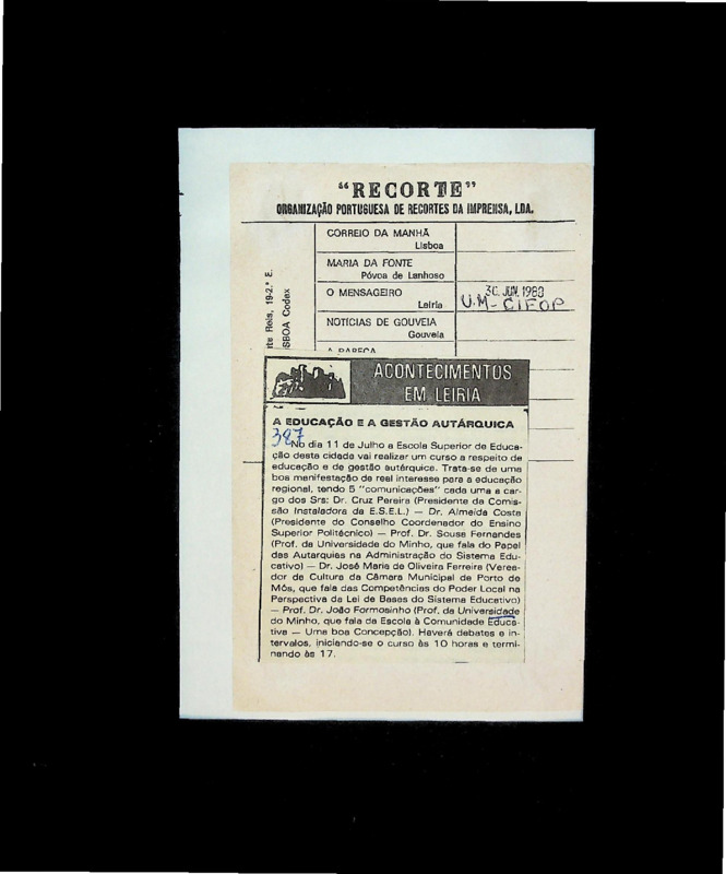  A educação e a gestão autárquica 