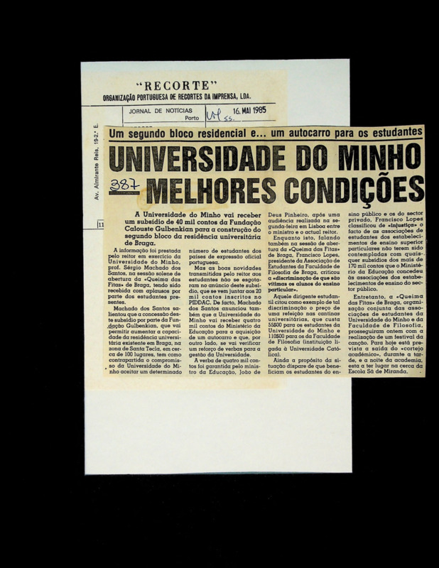  Um segundo bloco residencial e... um autocarro para os estudantes: Universidade do Minho - melhores condições 