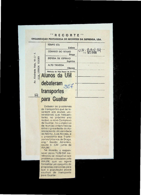  Alunos da UM debateram transportes para Gualtar 