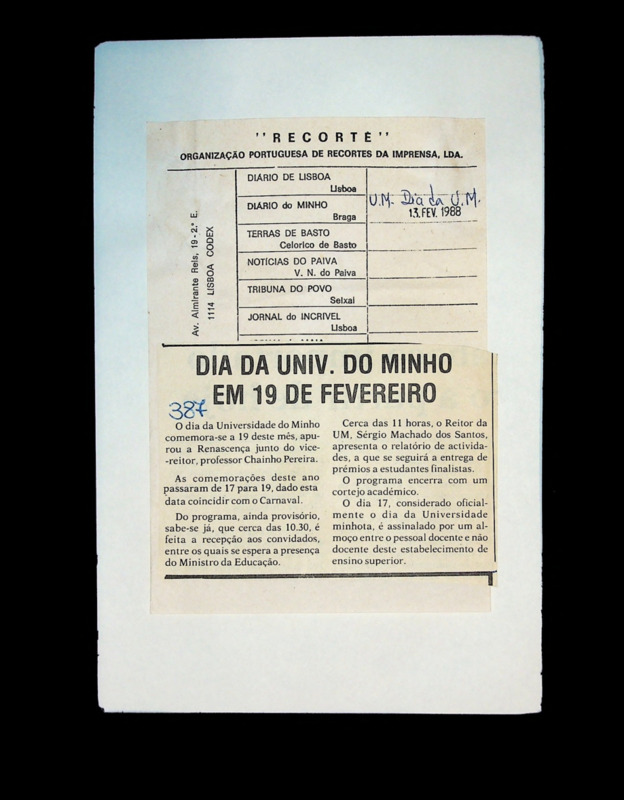  Dia da Univ. do Minho em 19 de Fevereiro 