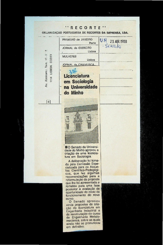  Licenciatura em Sociologia na Universidade do Minho 