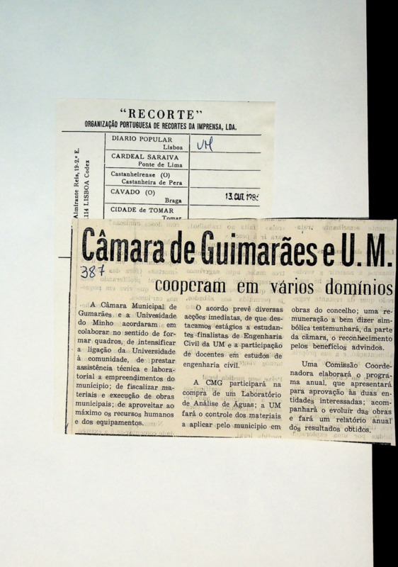  Câmara de Guimarães e U.M. cooperam em vários domínios 