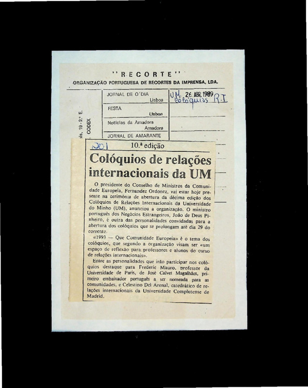  Colóquios de Relações Internacionais da UM 