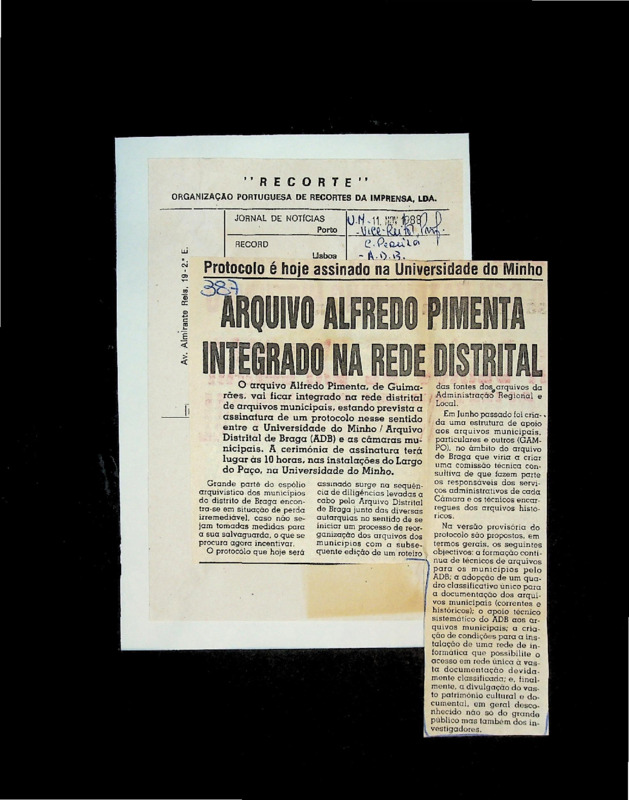  Arquivo Alfredo Pimenta integrado na rede distrital 