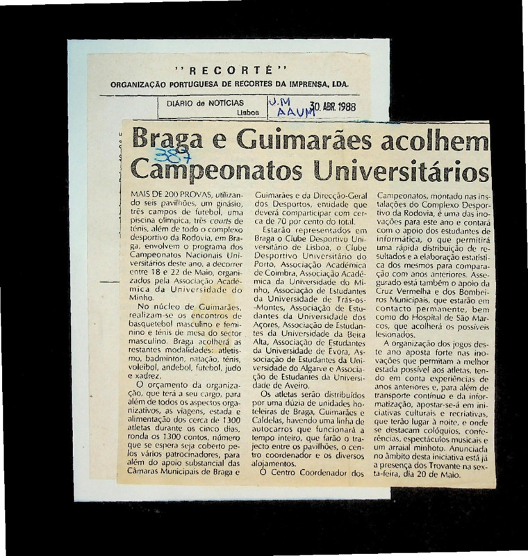  Braga e Guimarães acolhem campeonatos universitários 