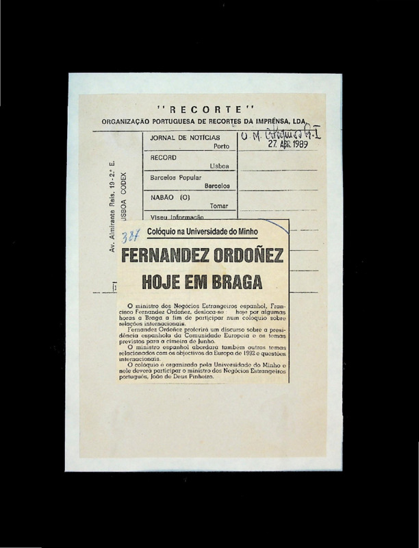  Colóquio na Universidade do Minho: Fernandez Ordoñez hoje em Braga 