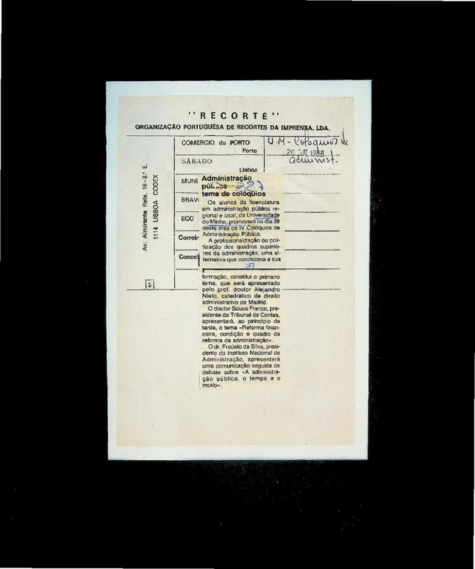  Administração pública tema de colóquios 
