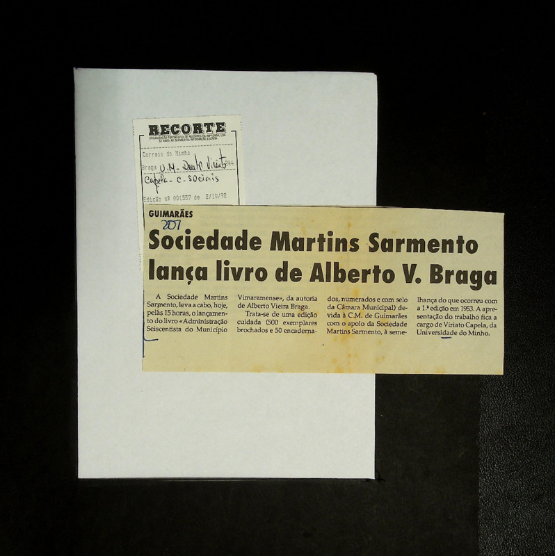  Sociedade Martins Sarmento lança livro de Alberto V. Braga 