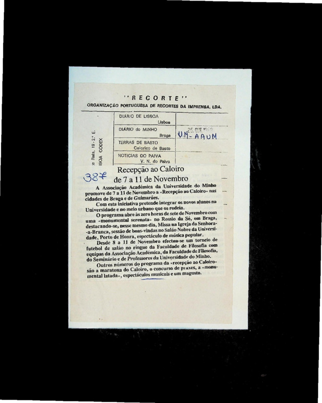  Recepção ao caloiro de 7 a 11 de Novembro 