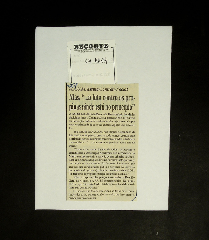  A.A.U.M. assina contrato social mas, “...a luta contra as propinas ainda está no princípio” 