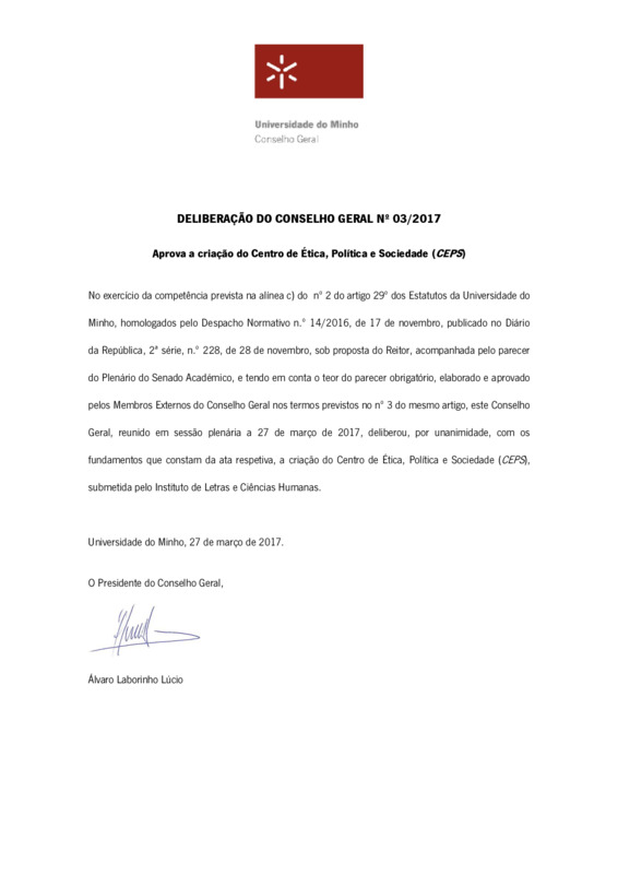  Deliberação do Conselho Geral da Universidade do Minho N.º 03/2017 