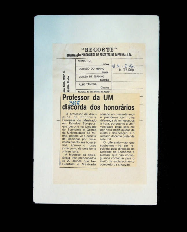  Professor da UM discorda dos honorários 