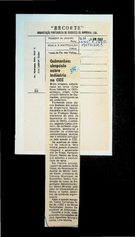  Guimarães: simpósio sobre indústria na CEE 