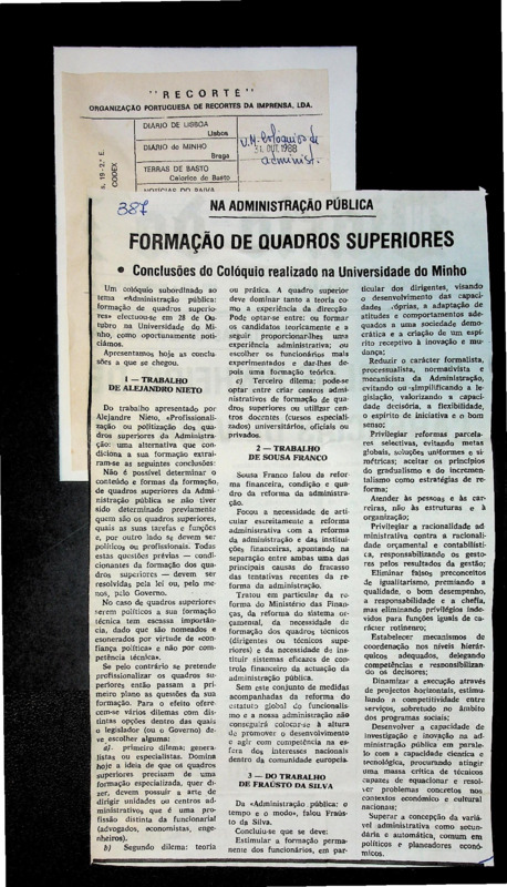  Formação de quadros superiores: conclusões do colóquio realizado na Universidade do Minho 