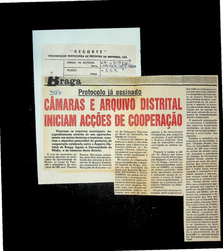  Protocolo já assinado: Câmaras e Arquivo Distrital iniciam acções de cooperação 