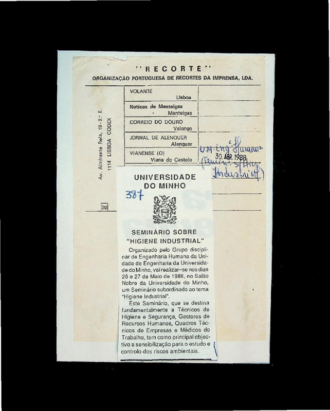  Universidade do Minho: seminário sobre “Higiene industrial” 