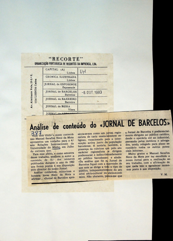  Análise de conteúdo do «Jornal de Barcelos» 