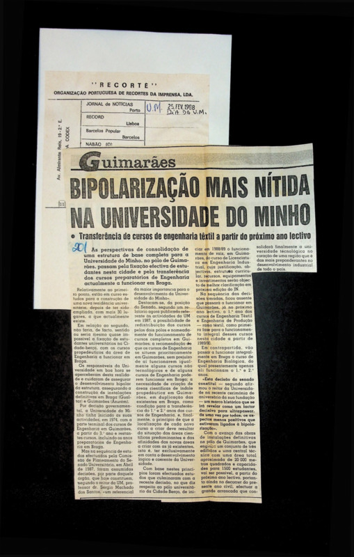  Bipolarização mais nítida na Universidade do Minho: transferência de cursos de engenharia têxtil a partir do próximo ano lectivo 