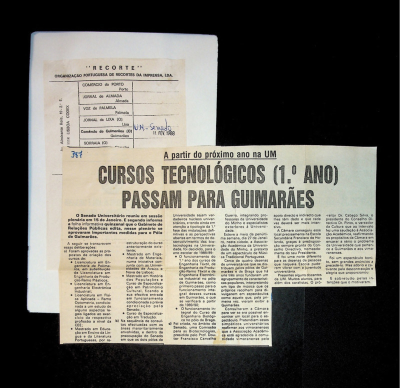 A partir do próximo ano na UM: cursos tecnológicos (1º ano) passam para Guimarães 