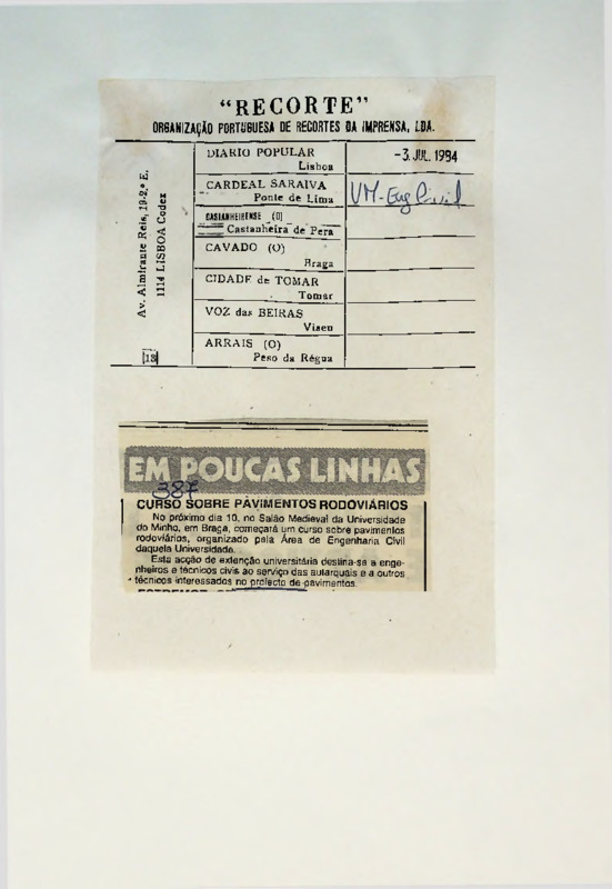  Curso sobre pavimentos rodoviários 