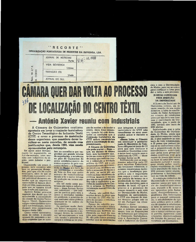  Câmara quer dar volta ao processo de localização do Centro Têxtil: António Xavier reuniu com industriais 